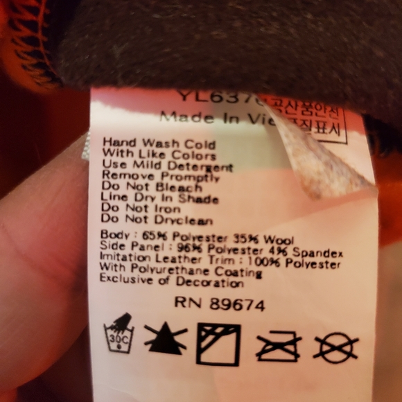 Burnt Orange Columbia zip fleece faux leather & Neoprene side panels Med - Picture 11 of 16